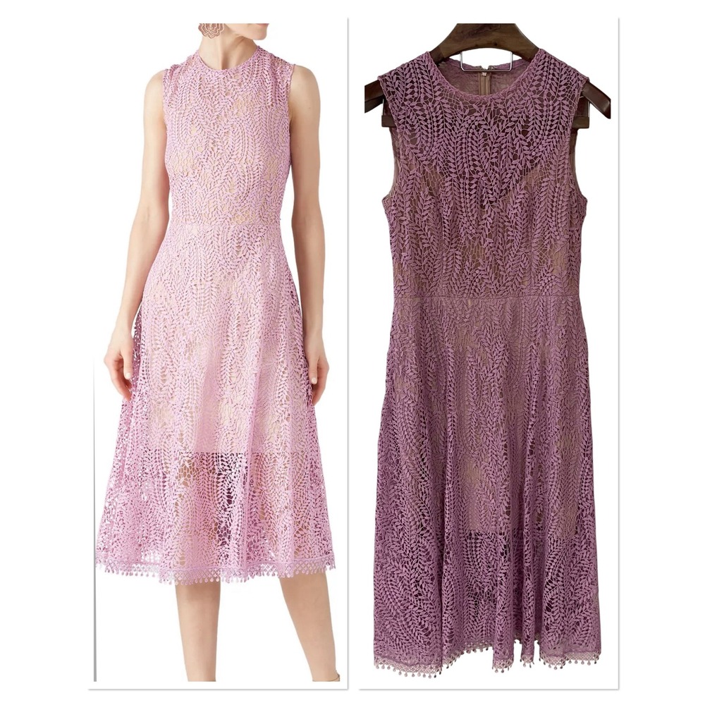Dress The Population Shane Dress Purple Lace Sleeveless Midi Fit Flare Fairy L